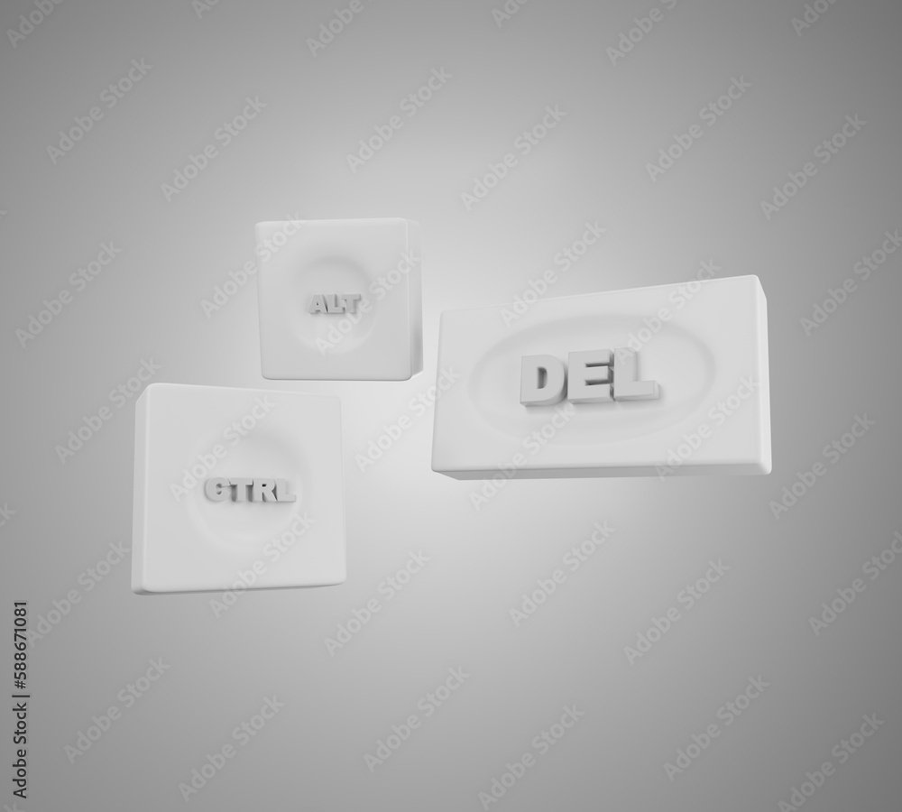 Poster computer keyboard shortcuts with vector buttons 3d rendering 3d illustration