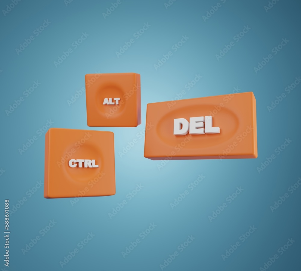 Poster computer keyboard shortcuts with vector buttons 3d rendering 3d illustration