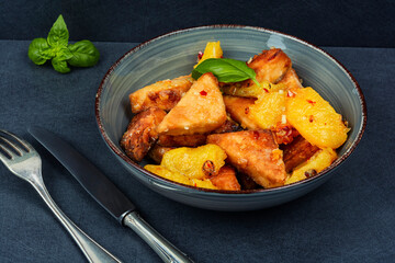 Tofu with pineapple.