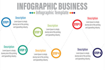 Obraz premium 6 Steps, Six option,Infographic timeline,roadmap on grey background. Creative business data visualization.