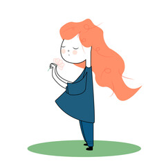 girl in a dress with red hair