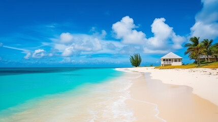 Naklejka premium Spiaggia tropicale. Sfondo. Viaggi. Ai generated.