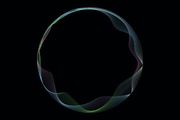 WebaAbstract Sound Wave Round Frame Background. Dynamic Music Wavy Lines Flow. Digital Equalizer. Round Sound Visualization