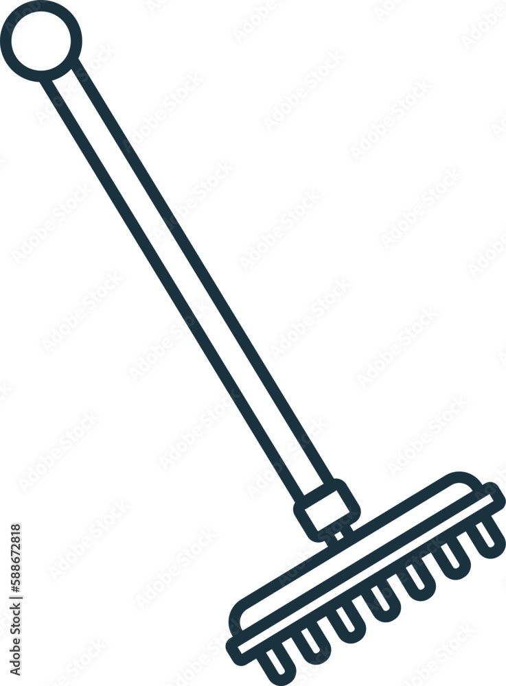 Poster rake line icon. monochrome simple rake outline icon for templates, web design and infographics