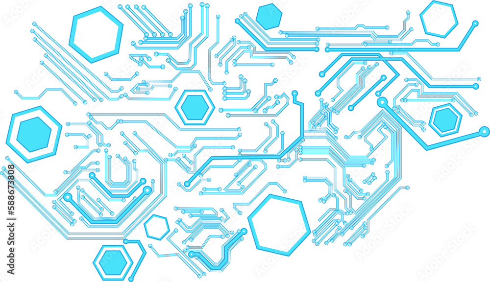 Poster abstract blue computer technology background with circuit board and circle tech.illustration for ele