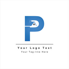 P letter logo with real estate icon design