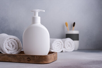 White empty shampoo or lotion bottle for mock-up