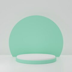 green product Stand in white room ,Studio Scene For Product ,minimal design,3D rendering	
