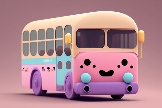 Cute bus, generative ai