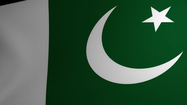 Computer generated flag of Pakistan with fabric texture fluttering in the wind