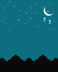 Obraz na płótnie Canvas Arabic blue background with islamic pattern and ramadan lanterns 