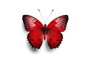 red flying butterfly isolated on white background. Generated by AI