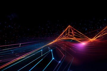 A futuristic orange and blue lines as a stylish cyber background, Generative AI