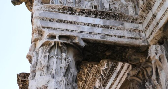 Detail from the Trajan's Forum (Foro di Traiano), Rome, Italy. Tilt down camera.