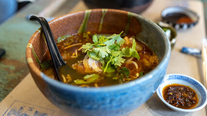 Popular Traditional Vietnamese rice noodle Bun Bo Hue