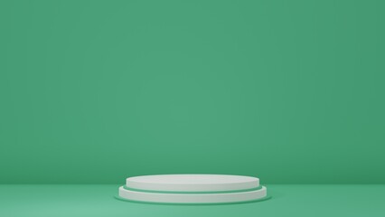 Product Stand in green room ,Studio Scene For Product ,minimal design,3D rendering	
