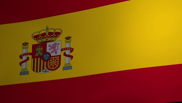 Computer generated flag of Spain with fabric texture fluttering in the wind