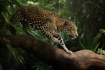 leopard in tree, Generative AI