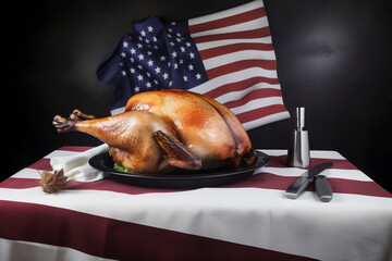 turkey on a table, Generative AI
