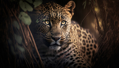 leopard on tree, Generative AI