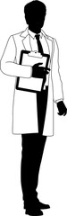 Scientist Engineer Survey Clipboard Man Silhouette