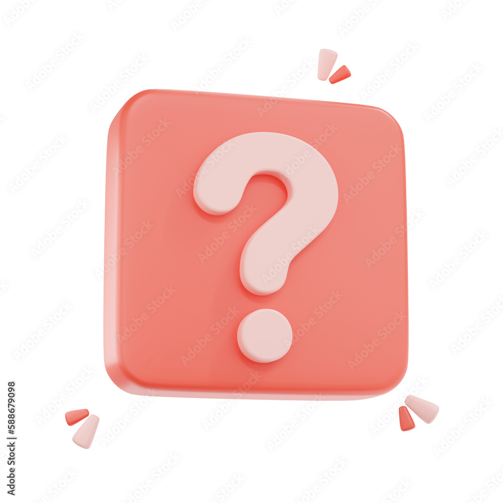 Poster d render question mark speech bubble icon. message box with question sign.