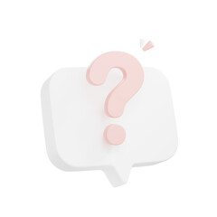 D render Question mark speech bubble icon. Message box with question sign.