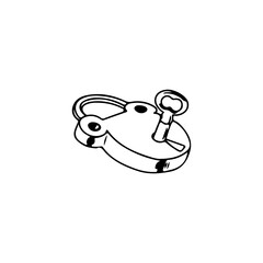 vector illustration of a padlock with a key