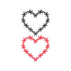vector illustration of heart shaped barbed wire