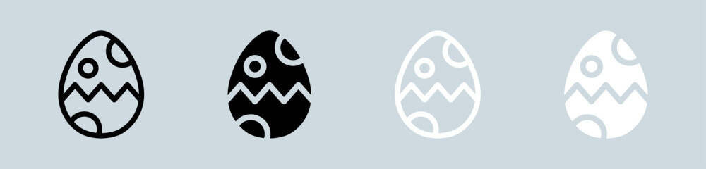 Egg icon set in black and white. Easter signs vector illustration.
