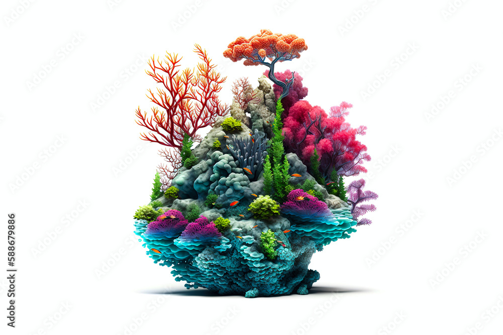 Poster reef is isolated on a white background. generated by ai