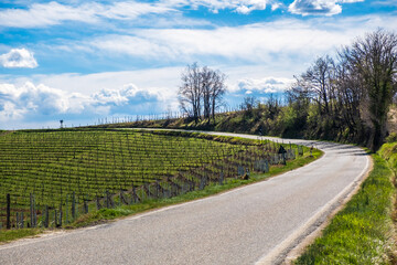 Fototapeta na wymiar Northern Italy country road in spring time 