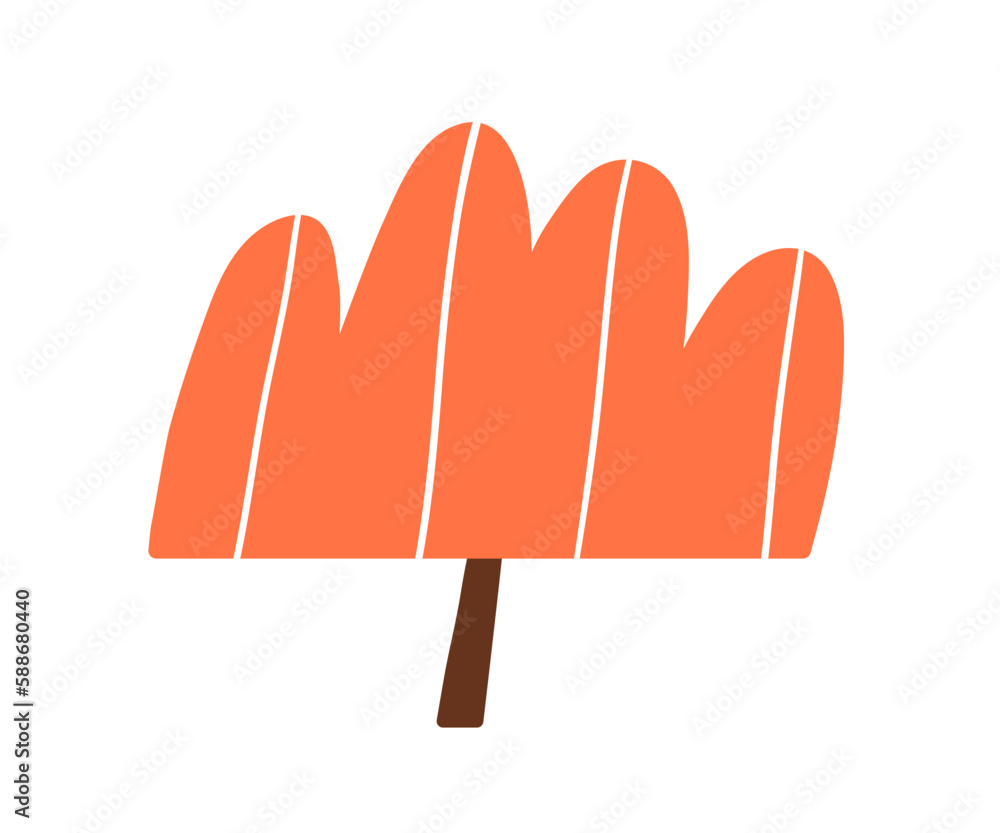 Poster abstract simple tree. kids forest fall plant of naive primitive shape, doodle style. stylized botani
