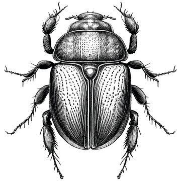 Hand Drawn Engraving Pen and Ink Scarab Beetle Vintage Vector Illustration