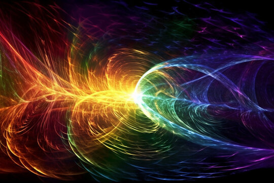 abstract background with glowing lines, generative ai