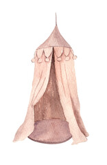 Watercolor sleeping lion. Fluffy pillow for kid room. Hand-drawn illustration isolated on the white background. © Katia