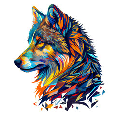 Colorful wolf head clipart, Multicolor wolf on Transparent background, sublimation design, t-shirt design wall mate design, frame design