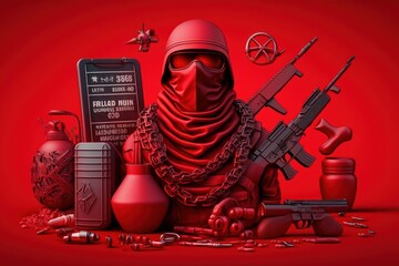 Anti terrorism day, Stop the war background with soldiers. Created Generative Ai