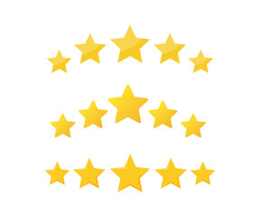 Five stars icon set. Stars rating review icon set. Review stars icon or feedback vector illustration