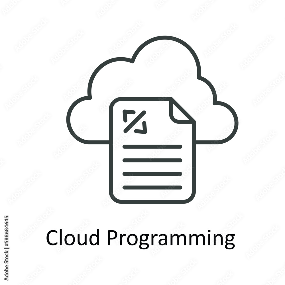 Poster cloud programming vector outline icons. simple stock illustration stock