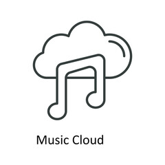 Music Cloud Vector  outline Icons. Simple stock illustration stock