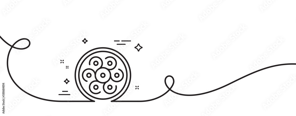Poster cable section line icon. continuous one line with curl. optic fiber sign. internet network wire symb