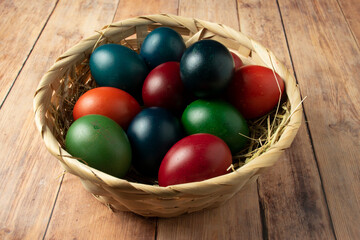 easter eggs in a basket