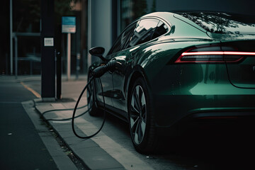 Charging electric car. Generative AI
