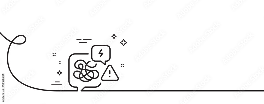 Poster difficult stress line icon. continuous one line with curl. psychology chat sign. mental health messy