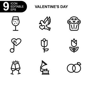 valentine's day icon or logo isolated sign symbol vector illustration - Collection of high quality black style vector icons
