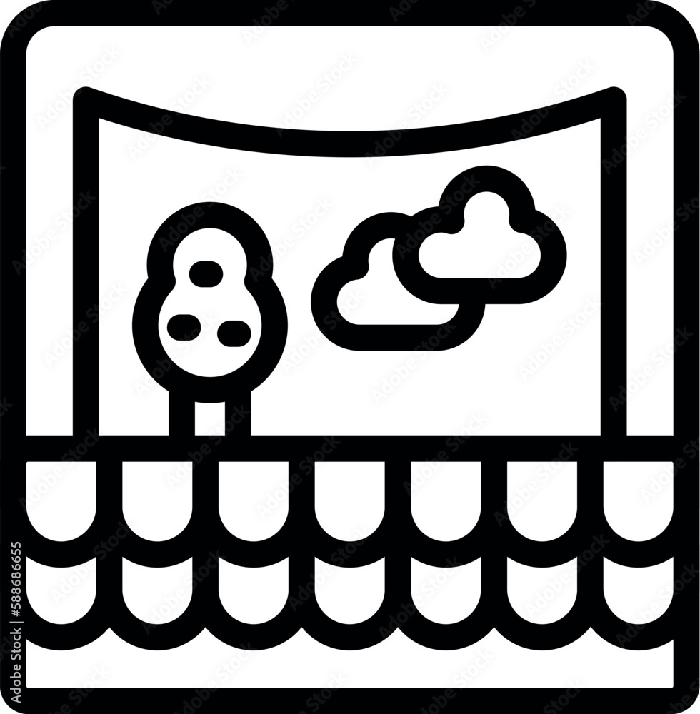 Sticker Theater lanscape icon outline vector. Puppet show. Stage doll - Stickers