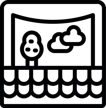 black balcony scene with tree and clouds clip art preview