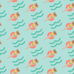 Summer beach holiday seamless repeat pattern. Digital printable paper. women reading book on inflatable.