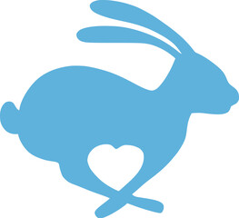 Fototapeta premium Easter Day Bunny Flat Silhouette Hand Drawn Illustration